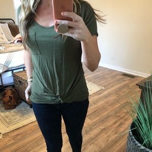 Green faux tie t shirt